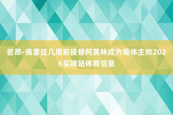 若昂-佩雷拉几周前接替阿莫林成为葡体主帅2026买球站体育信息