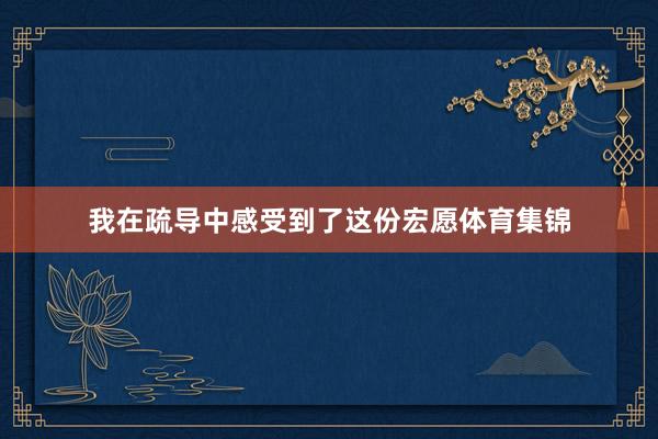 我在疏导中感受到了这份宏愿体育集锦