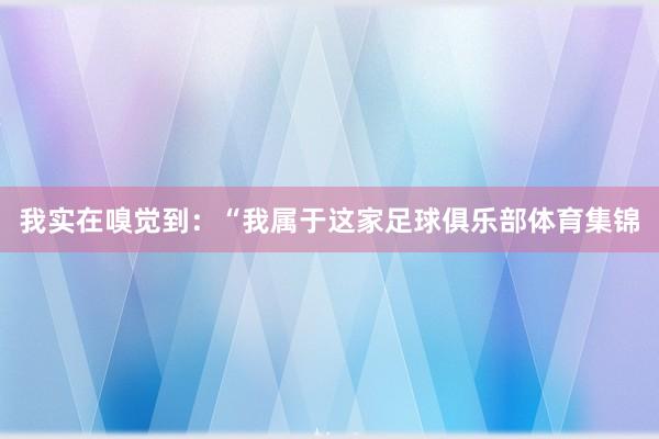 我实在嗅觉到：“我属于这家足球俱乐部体育集锦