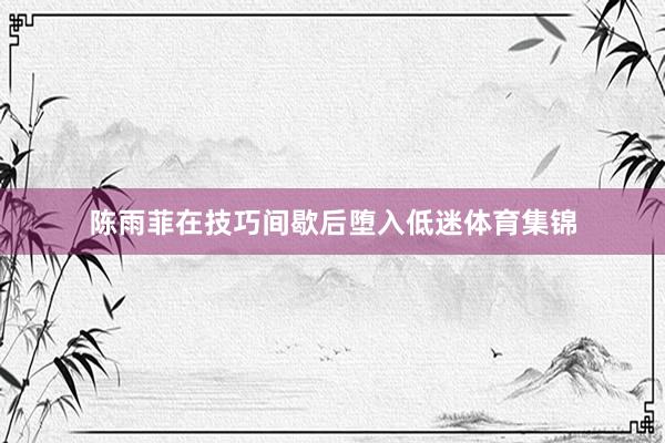 陈雨菲在技巧间歇后堕入低迷体育集锦